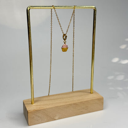 Pink Cupcake Pendant – Gold Plated - DEAL OF THE DAY