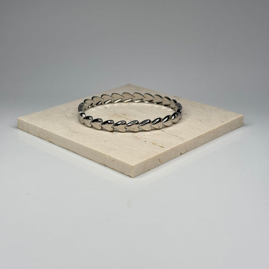 5A+ CZ Heart Link Bangle Bracelet - Gold Plated - DEAL OF THE DAY