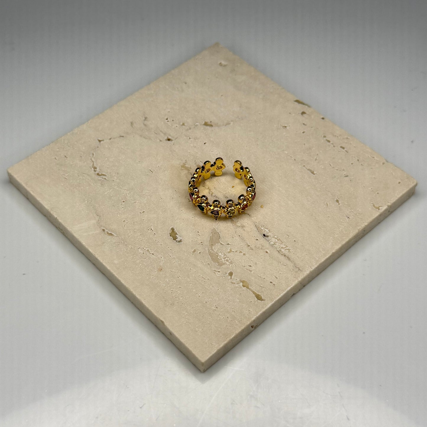 5A+ CZ Multi Gem Cluster Ring - Gold Plated - DEAL OF THE DAY