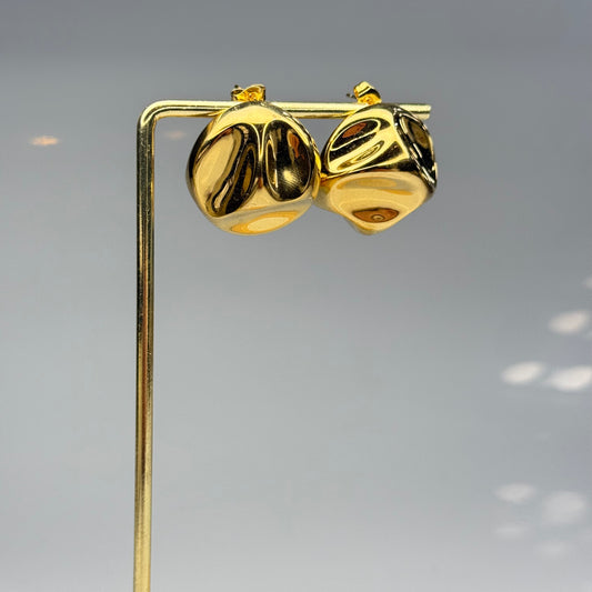 Sculpted Cube Earrings – Gold Plated - DEAL OF THE DAY