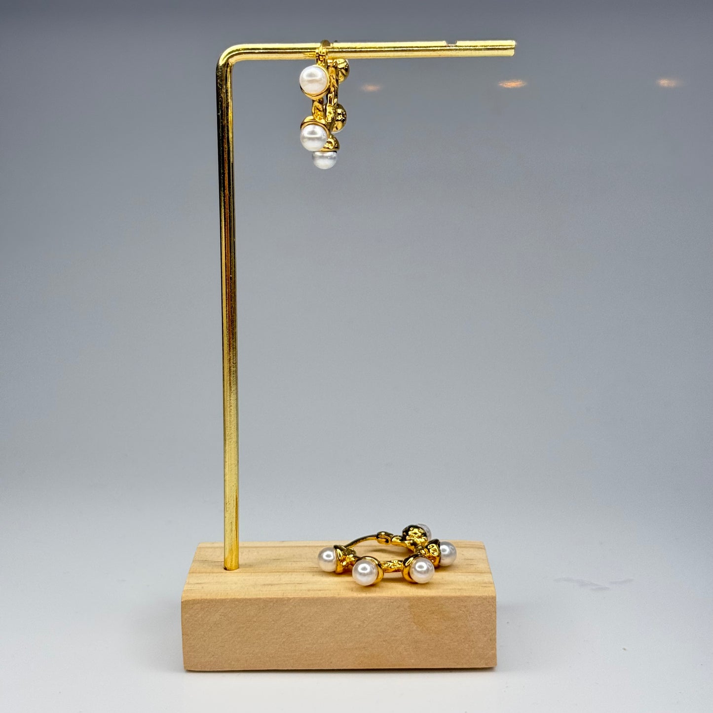 Circular Pearl Cluster Earrings – Gold Plated - DEAL OF THE DAY