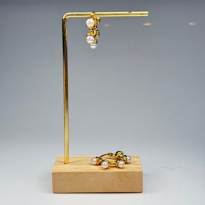 Circular Pearl Cluster Earrings – Gold Plated - DEAL OF THE DAY