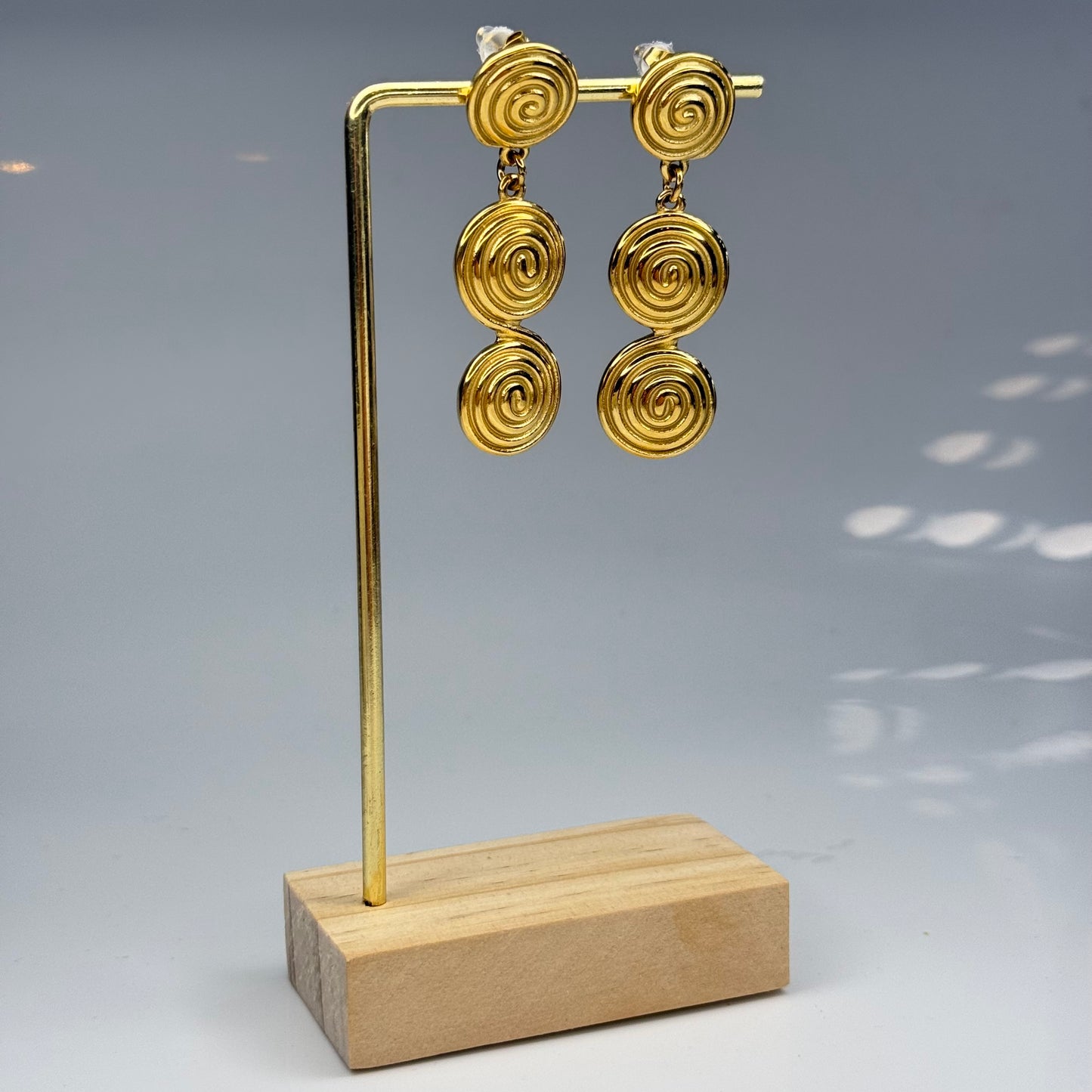 Triple Spiral Charms Earrings – Gold Plated - DEAL OF THE DAY