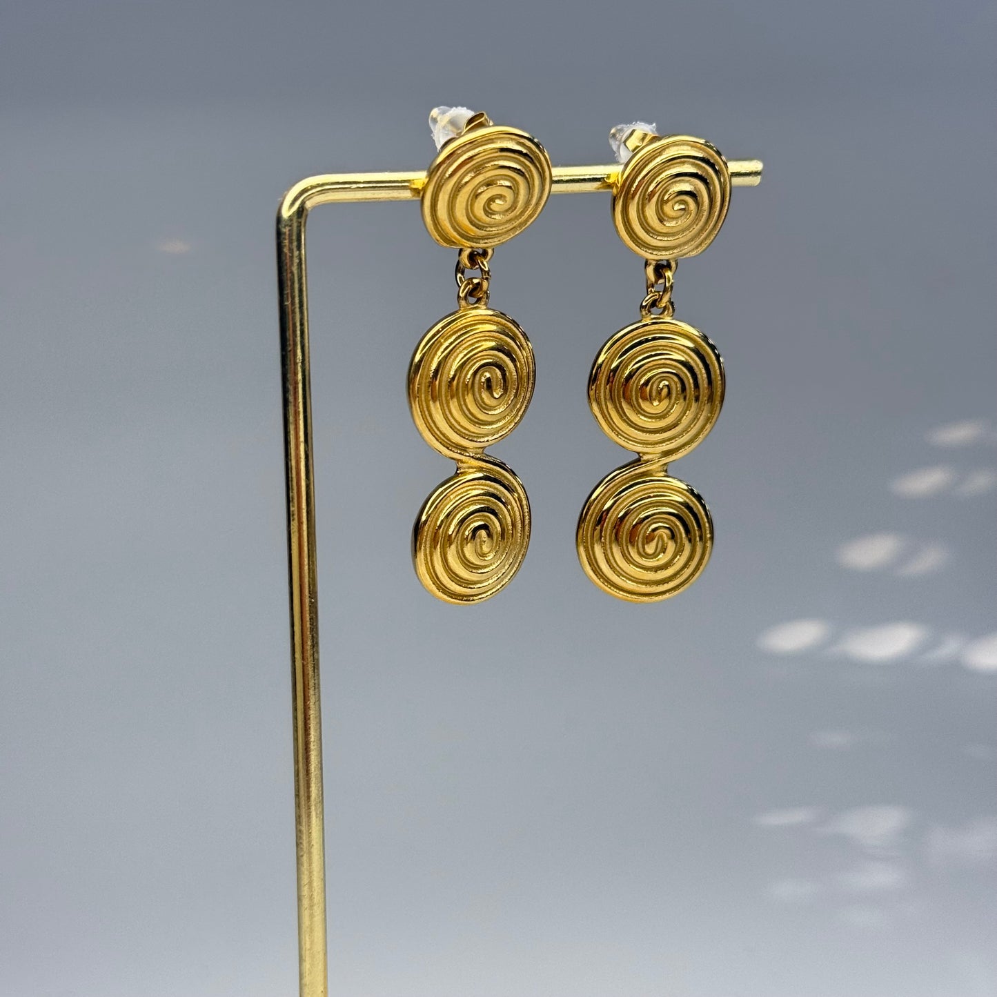 Triple Spiral Charms Earrings – Gold Plated - DEAL OF THE DAY