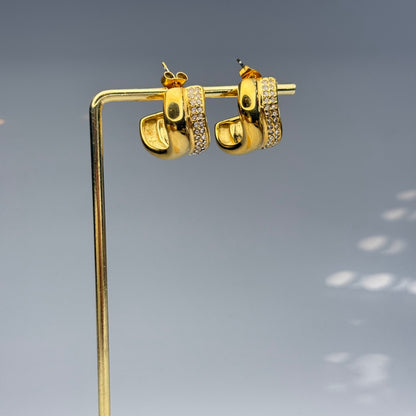 Pave Chunky Hoop Earrings – Gold Plated - DEAL OF THE DAY