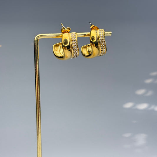 Pave Chunky Hoop Earrings – Gold Plated - DEAL OF THE DAY