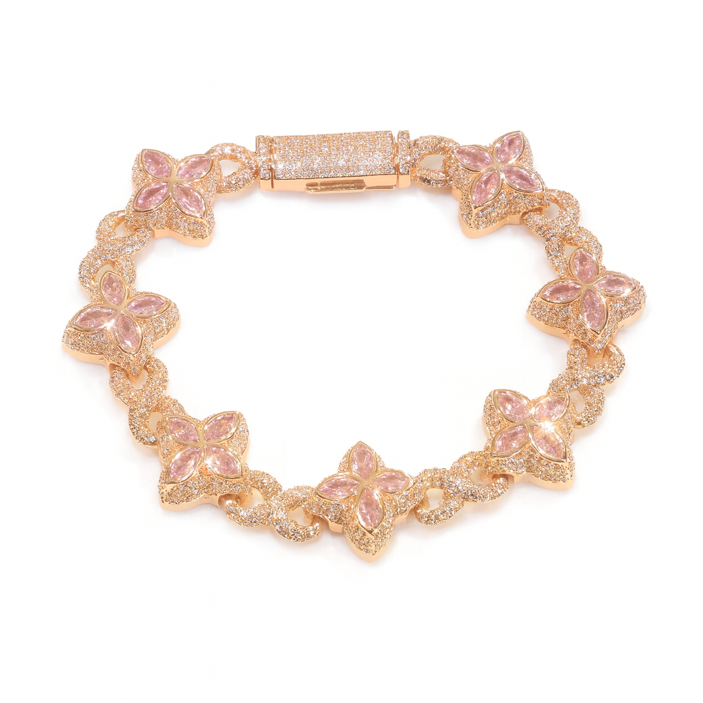 5A+ CZ 19mm Cuban Cluster Hexagon Shapes Infinity Charm Bracelet