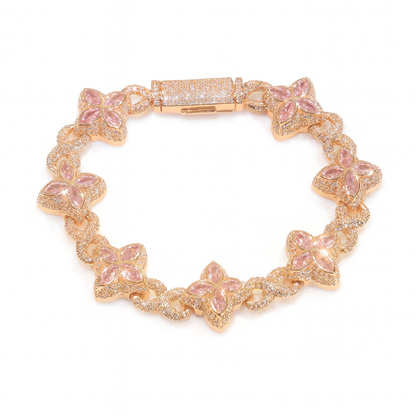 5A+ CZ 19mm Cuban Cluster Hexagon Shapes Infinity Charm Bracelet