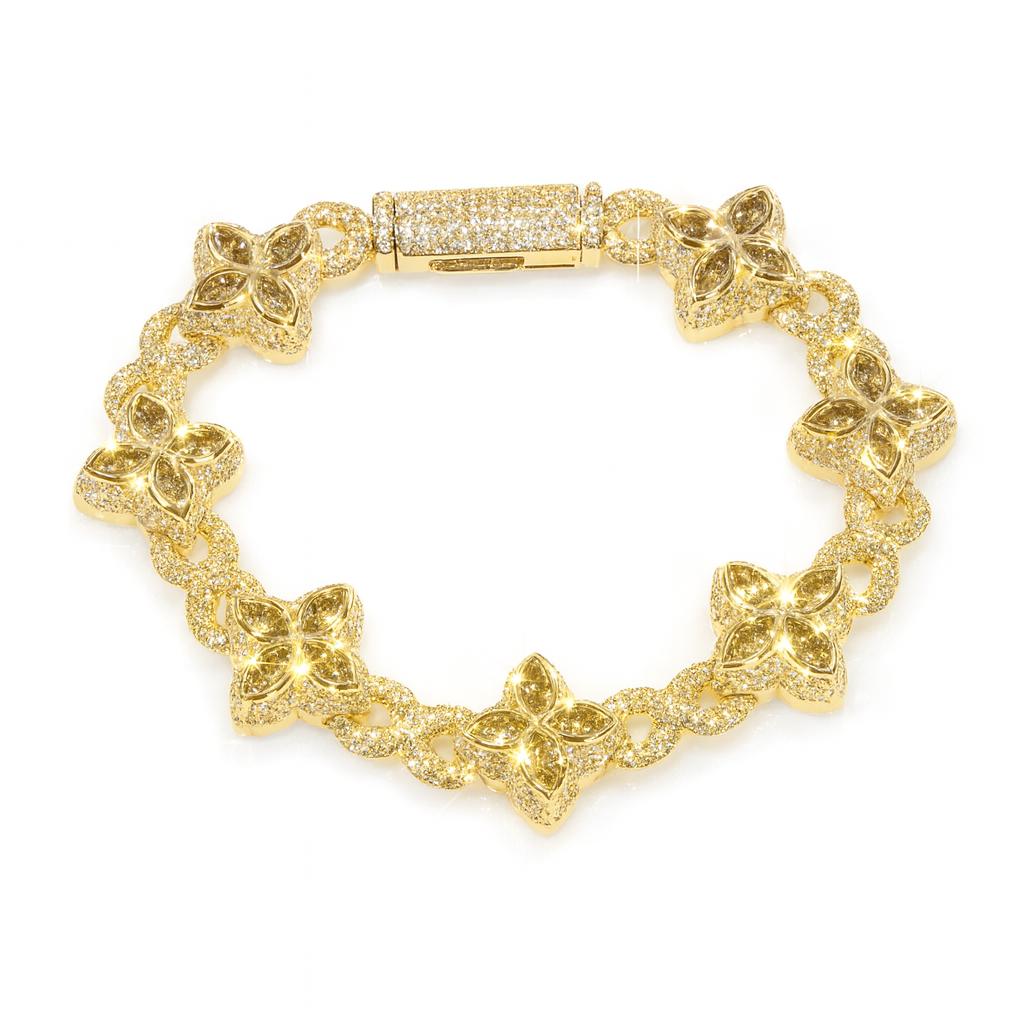 5A+ CZ 19mm Cuban Cluster Hexagon Shapes Infinity Charm Bracelet