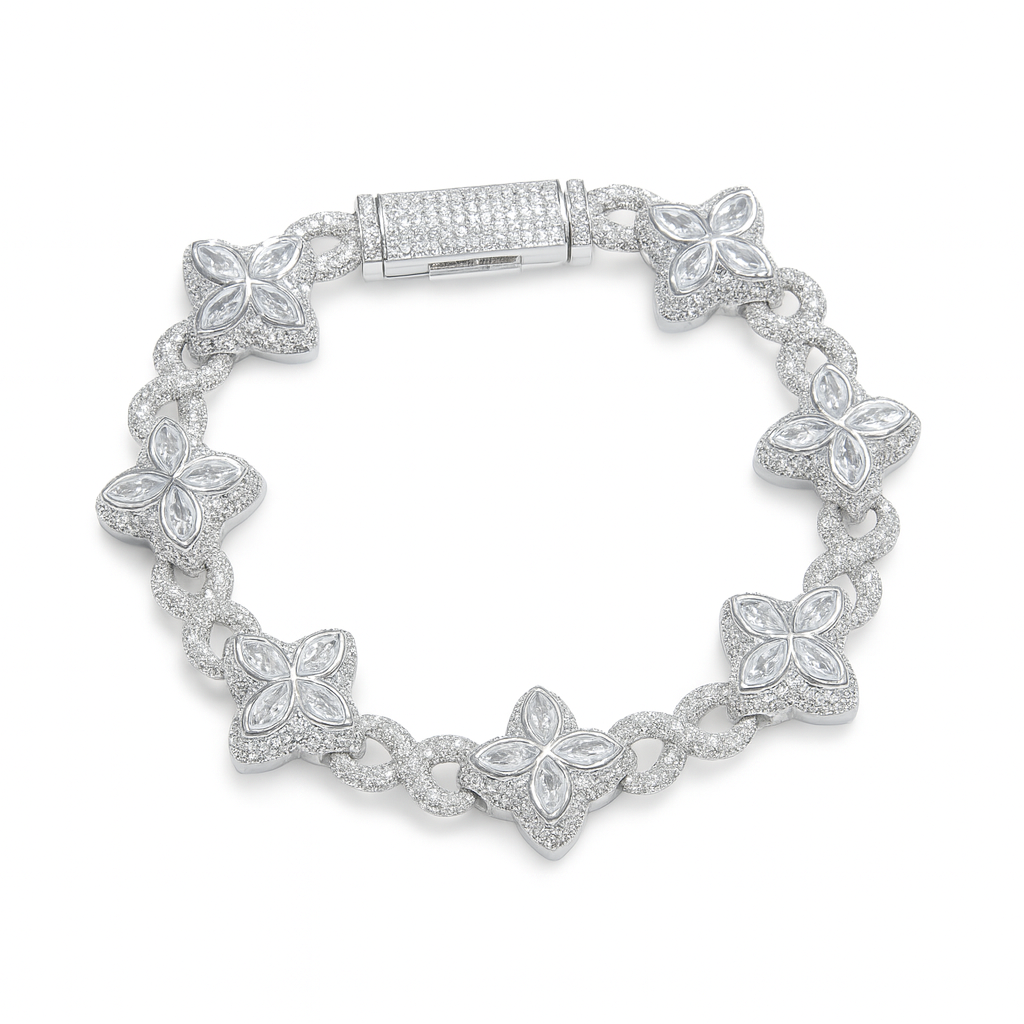 5A+ CZ 19mm Cuban Cluster Hexagon Shapes Infinity Charm Bracelet