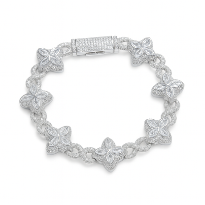 5A+ CZ 19mm Cuban Cluster Hexagon Shapes Infinity Charm Bracelet