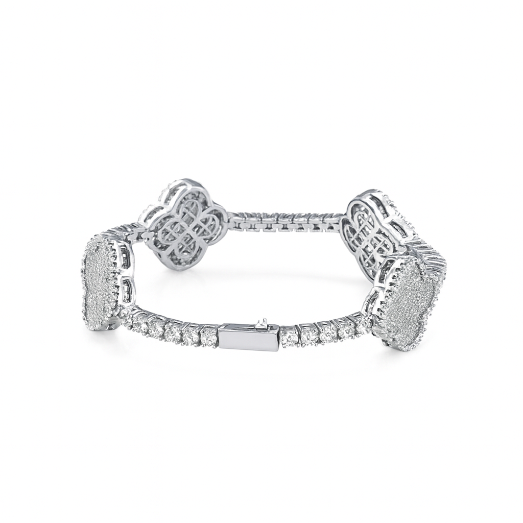 5A+ CZ 3.5 mm Cuban Four Leaf Clover Tennis Bracelet