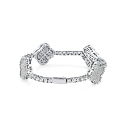 5A+ CZ 3.5 mm Cuban Four Leaf Clover Tennis Bracelet