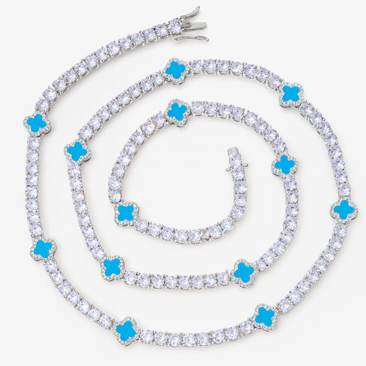 5A+ CZ 4mm Flower Tennis Chain