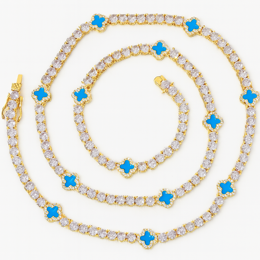 5A+ CZ 4mm Flower Tennis Chain