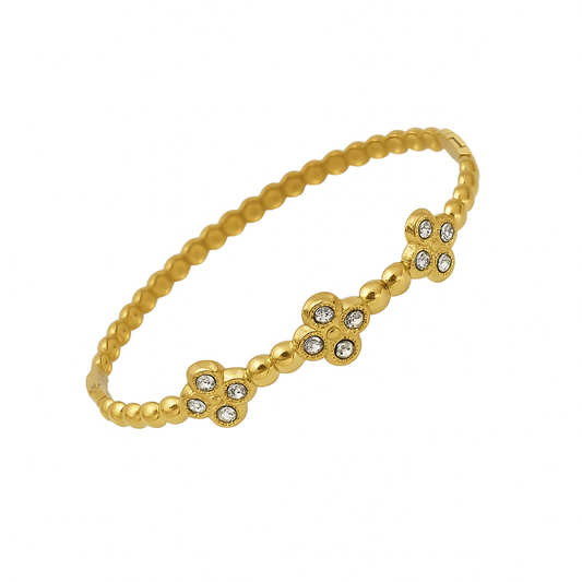 5A+ CZ Classic Link Chain Bangle Bracelet – Gold Plated