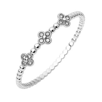 5A+ CZ Clover Style Bangle Bracelet – Gold Plated