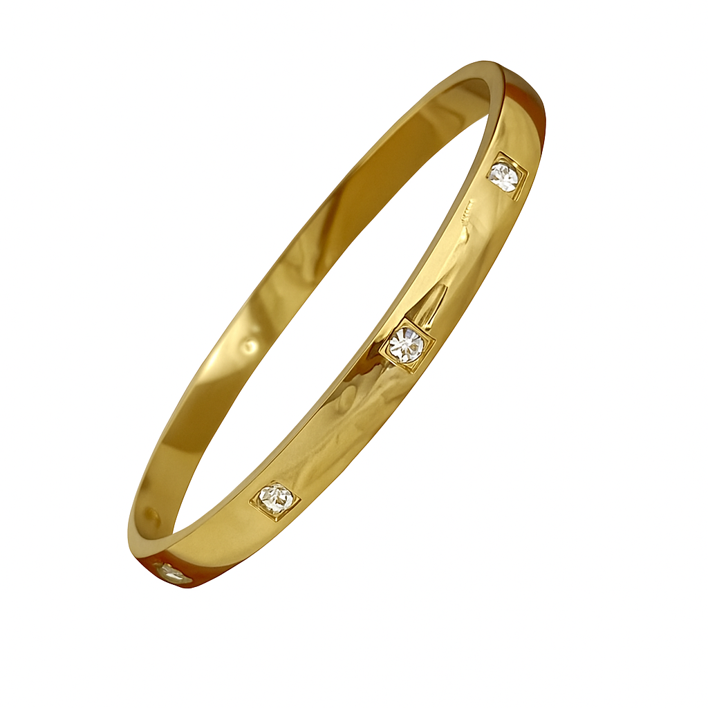 5A+ CZ Crystal Quad Bangle Bracelet – Gold Plated