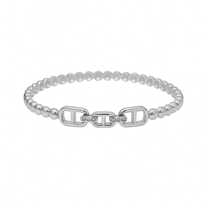 5A+ CZ Double-D Link Bangle Bracelet – Gold Plated