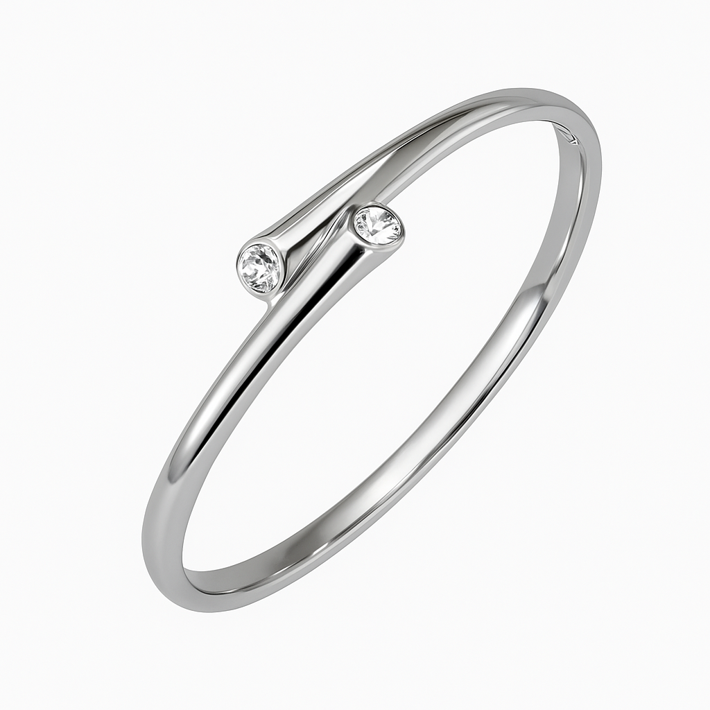 5A+ CZ Double End Modern Bangle Bracelet – Gold Plated