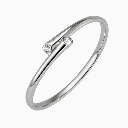 5A+ CZ Double End Modern Bangle Bracelet – Gold Plated