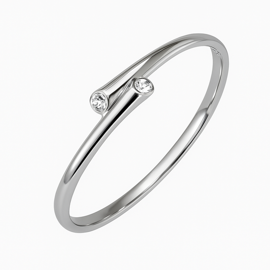 5A+ CZ Double End Modern Bangle Bracelet – Gold Plated