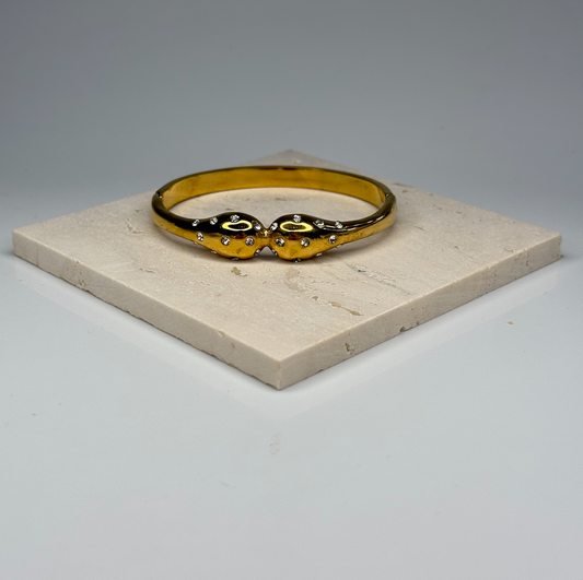 5A+ CZ Dual Knot Bangle Bracelet – Gold Plated - DEAL OF THE DAY