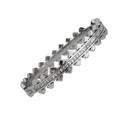 5A+ CZ Geometric Arrow Bangle Bracelet - Gold Plated