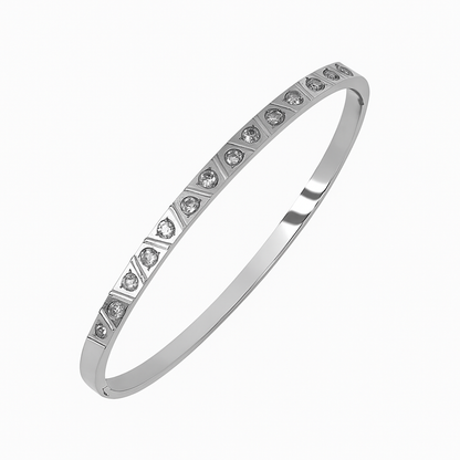 5A+ CZ Geometric Style Bangle Bracelet - Gold Plated