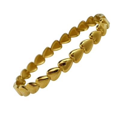 5A+ CZ Heart Link Bangle Bracelet – Gold Plated