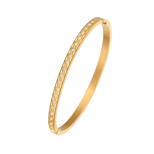5A+ CZ Pave Bangle Bracelet – Gold Plated