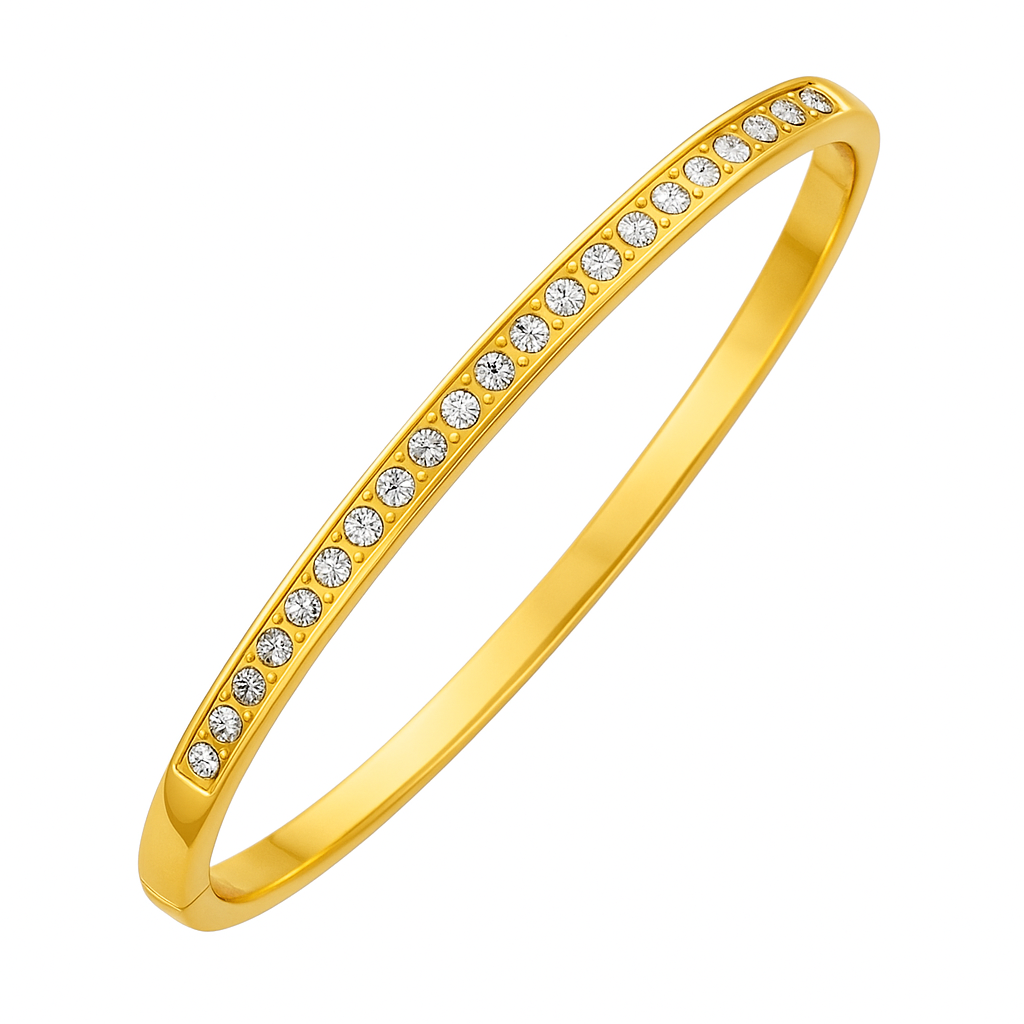 5A+ CZ Slim Shine Bangle Bracelet – Gold Plated