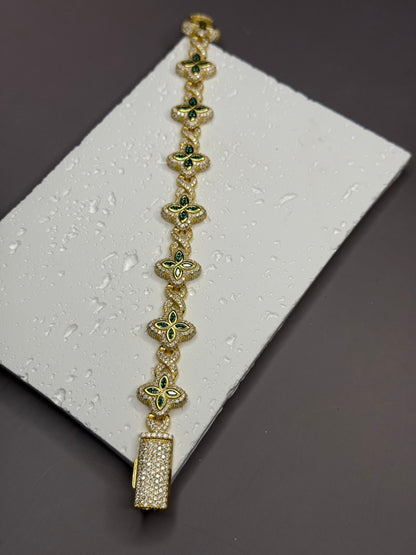 VVS1 Moissanite 15mm Marquise Flower Four Leaf Clover Bracelet - DEAL OF THE DAY