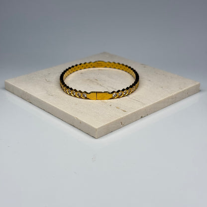 5A+ CZ Hexagon Shape Bangle Bracelet - Gold Plated - DEAL OF THE DAY