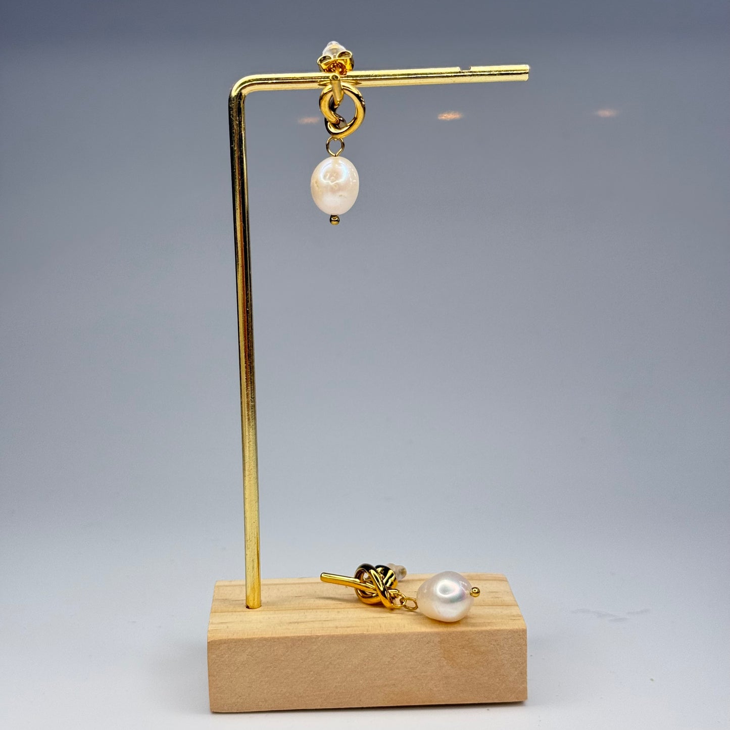 Baroque Pearl Knot Drop Earrings - Gold Plated - DEAL OF THE DAY