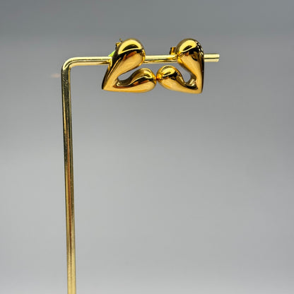 Sculpted Puff Heart Stud Earrings – Gold Plated - DEAL OF THE DAY