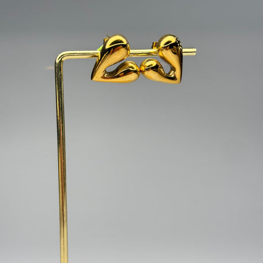 Sculpted Puff Heart Stud Earrings – Gold Plated - DEAL OF THE DAY