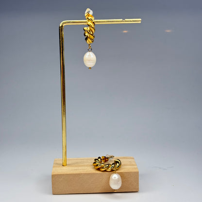 Braided Pearl Drops Earrings – Gold Plated - DEAL OF THE DAY