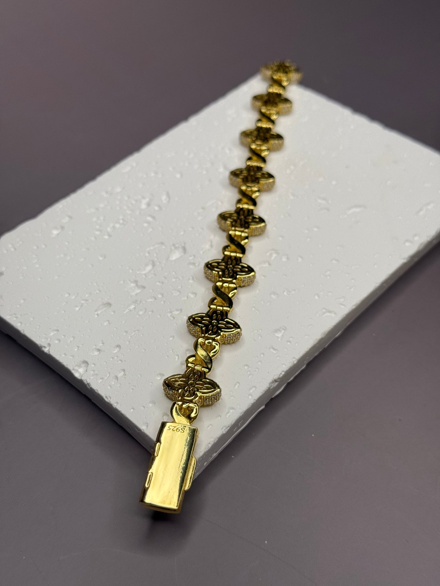 VVS1 Moissanite 15mm Marquise Flower Four Leaf Clover Bracelet - DEAL OF THE DAY