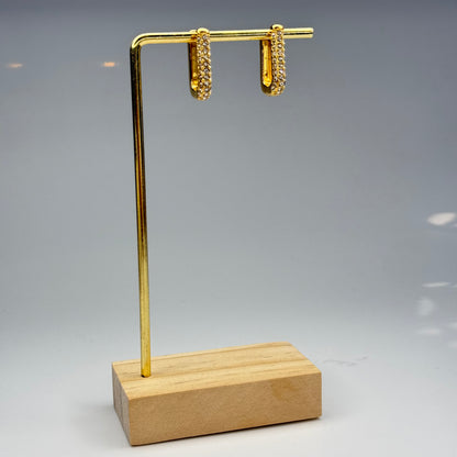 5A+ CZ Pave Rectangle Huggie Earrings - Gold Plated - DEAL OF THE DAY