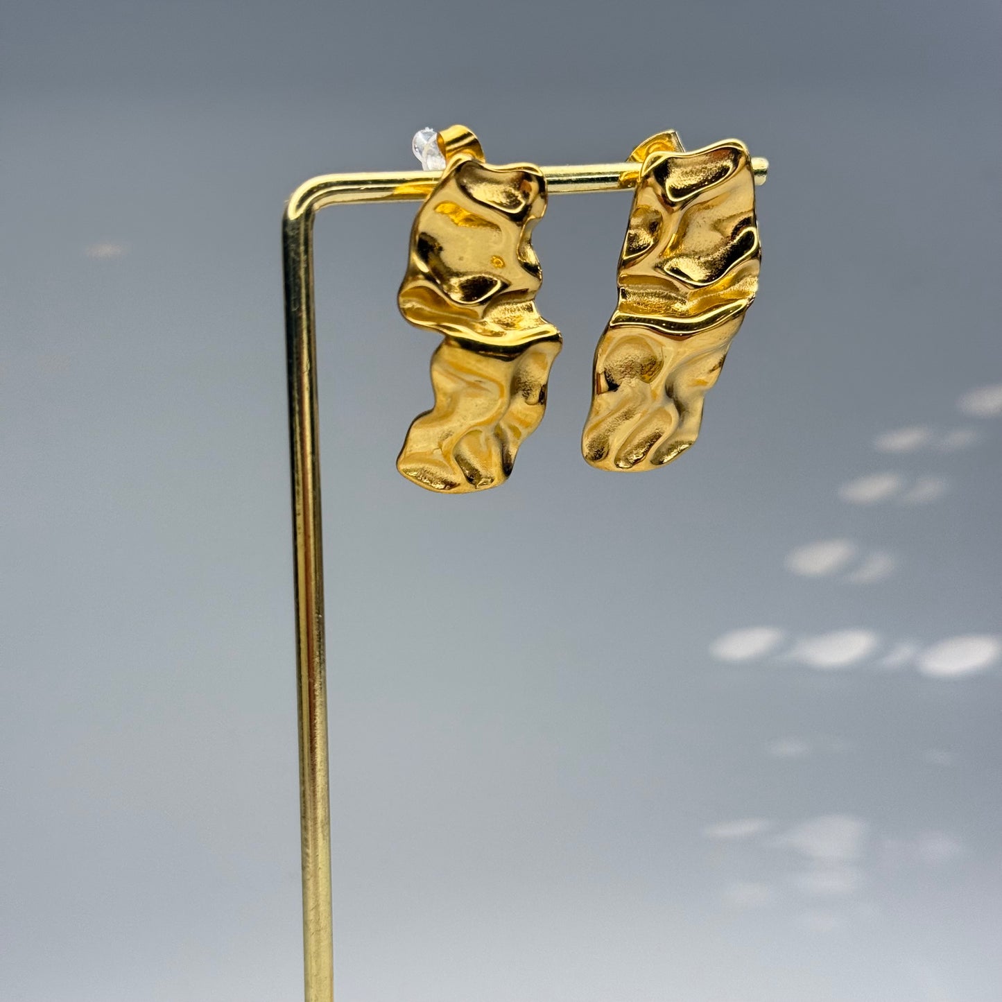 Hammered Liquid Gold Dangle Earrings - Gold Plated - DEAL OF THE DAY