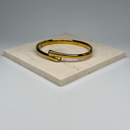 5A+ CZ Double End Modern Bangle Bracelet – Gold Plated - DEAL OF THE DAY
