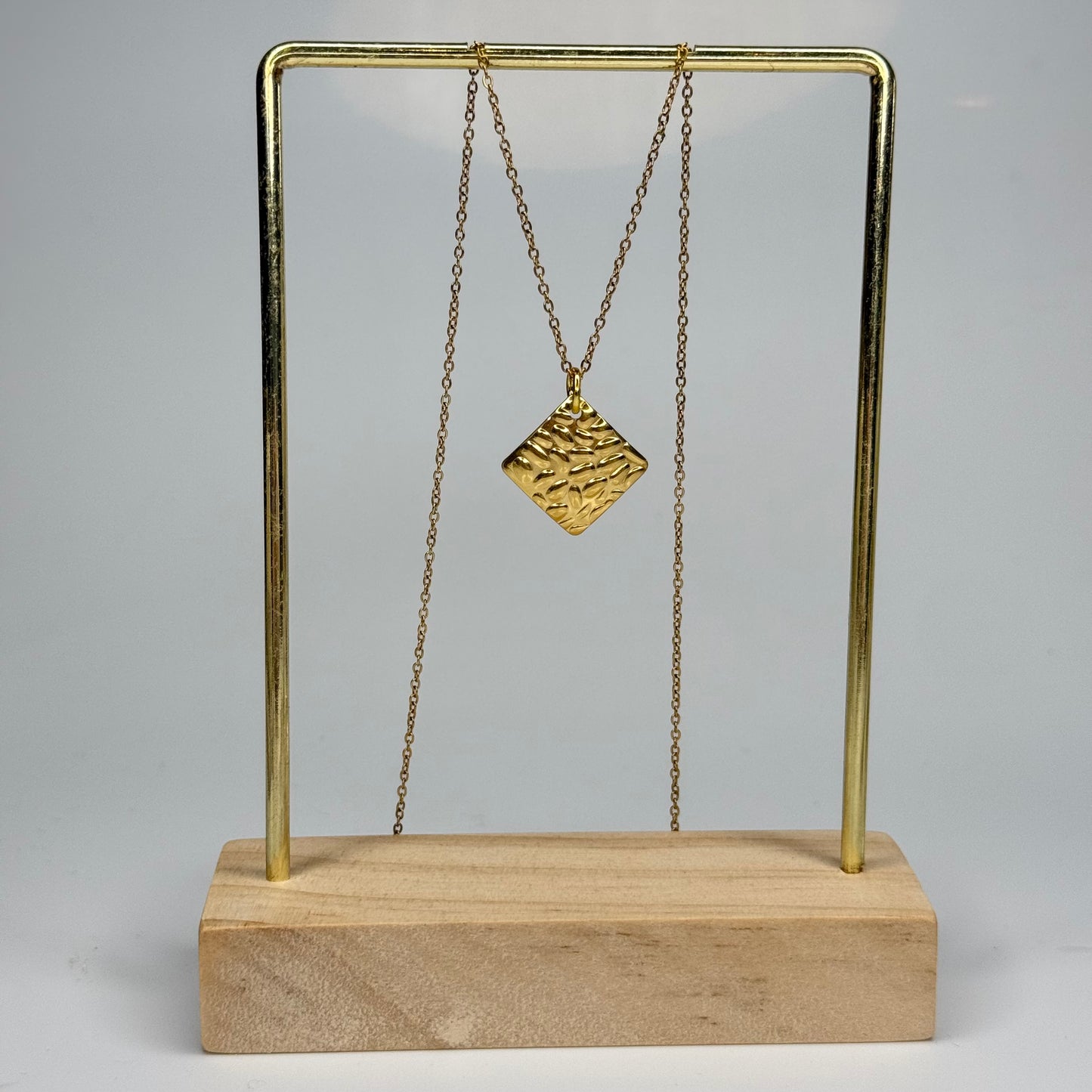 Hammered Square Pendant – Gold Plated - DEAL OF THE DAY