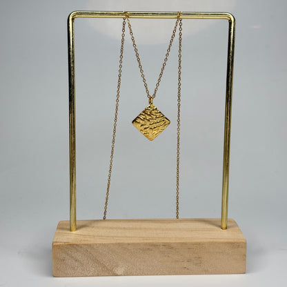Hammered Square Pendant – Gold Plated - DEAL OF THE DAY