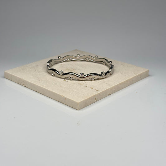 5A+ CZ Wavy Bubble Bangle – Gold Plated - DEAL OF THE DAY