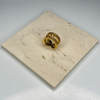 5A+ CZ H-Style Double Row Crystal Band – Gold Plated - DEAL OF THE DAY