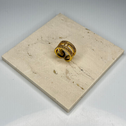 5A+ CZ H-Style Double Row Crystal Band – Gold Plated - DEAL OF THE DAY