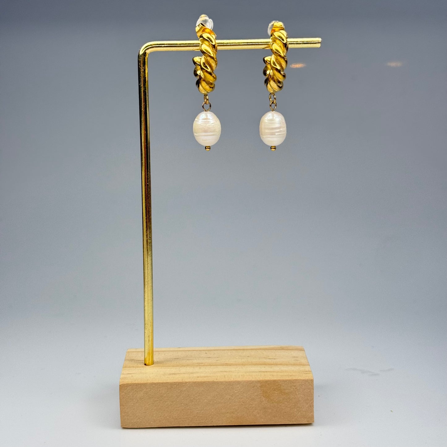 Braided Pearl Drops Earrings – Gold Plated - DEAL OF THE DAY