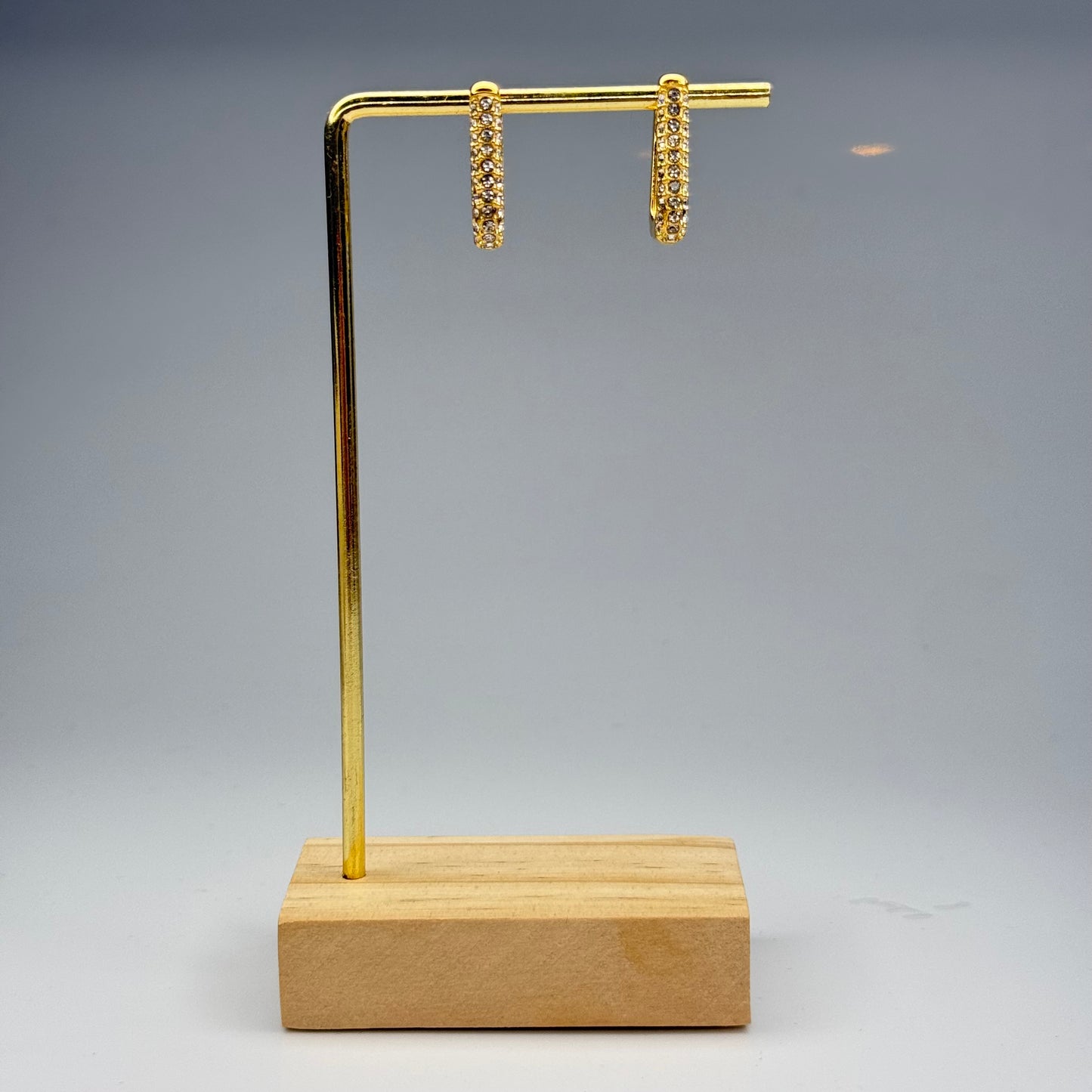 5A+ CZ Pave Rectangle Huggie Earrings - Gold Plated - DEAL OF THE DAY