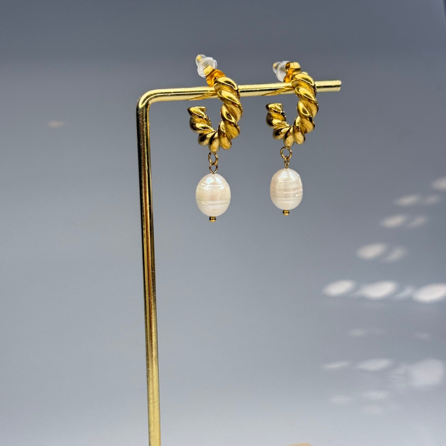 Braided Pearl Drops Earrings – Gold Plated - DEAL OF THE DAY